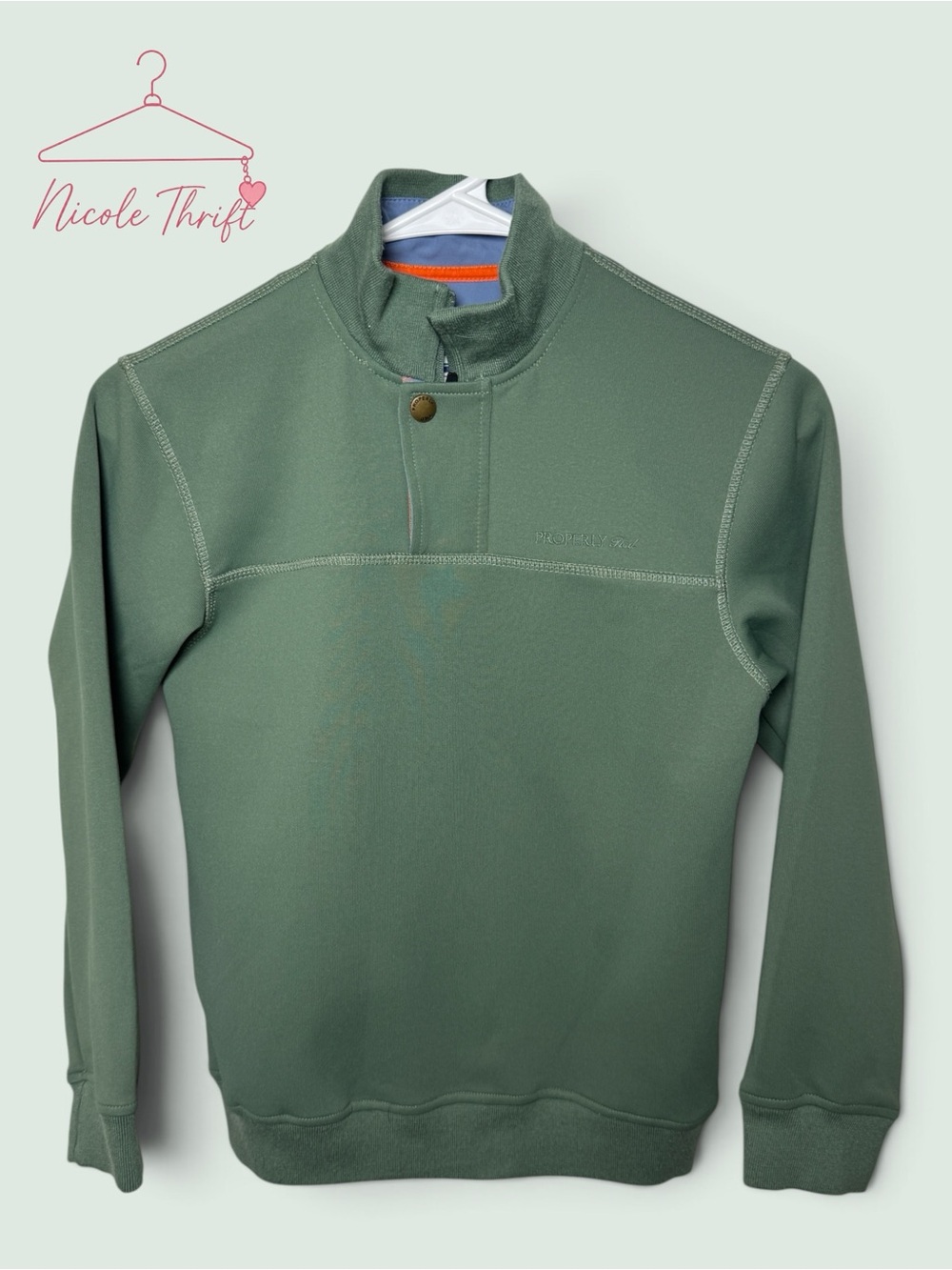 Properly Tied Boys Green Quarter Zip Pullover Size 7
